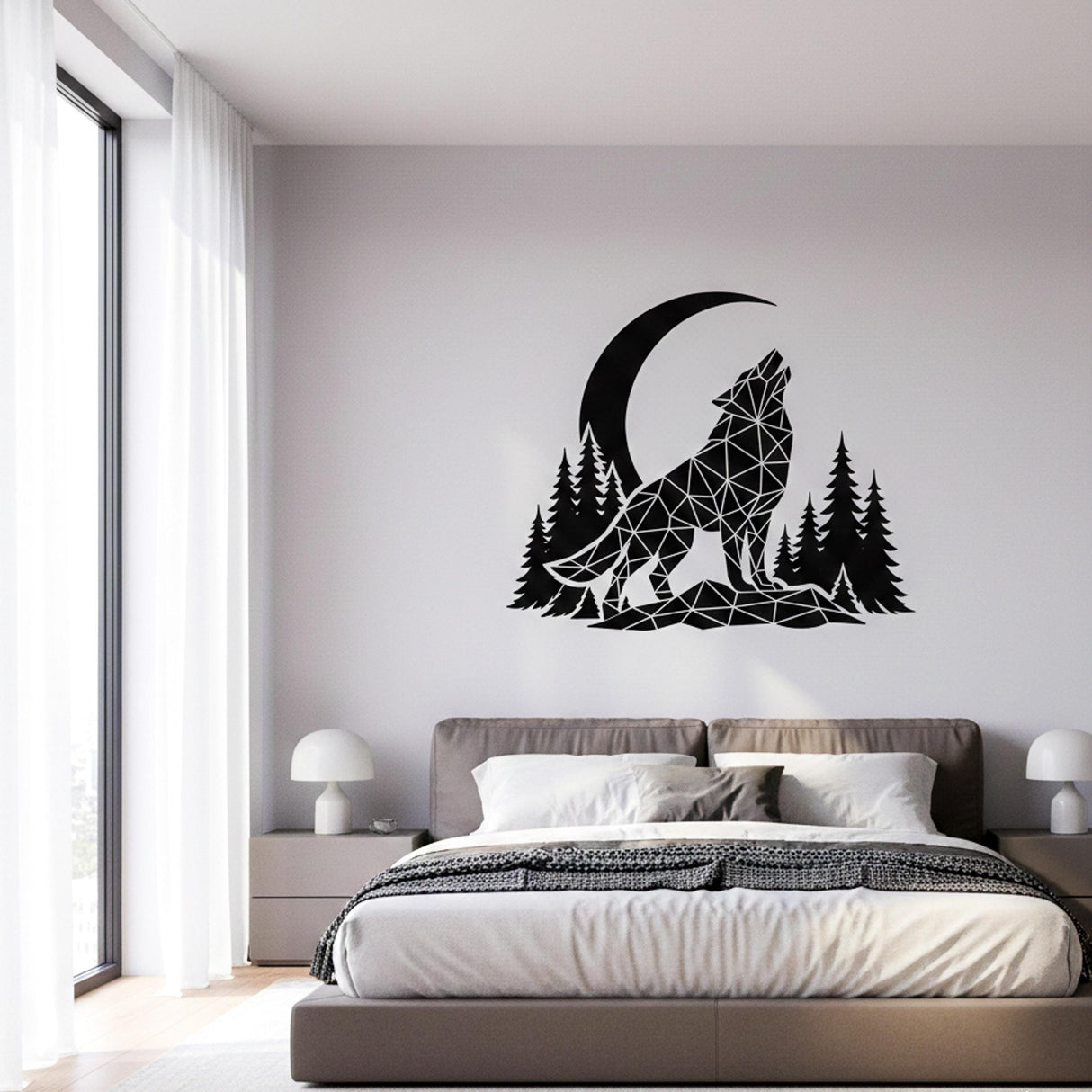 Product presentation view of Geometric Wolf Wall Decal.