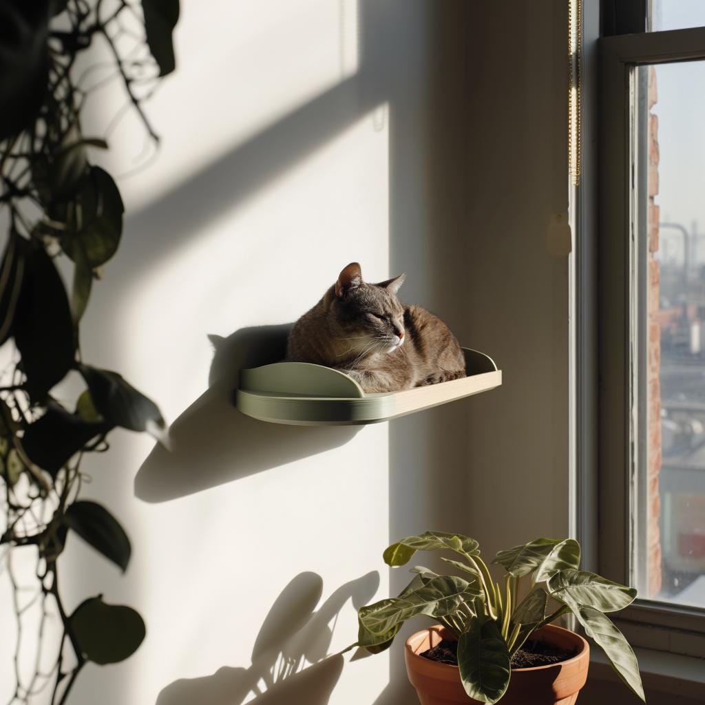 Alternate product view of 3D Printed Minimal Cat Wall Shelf Bed.