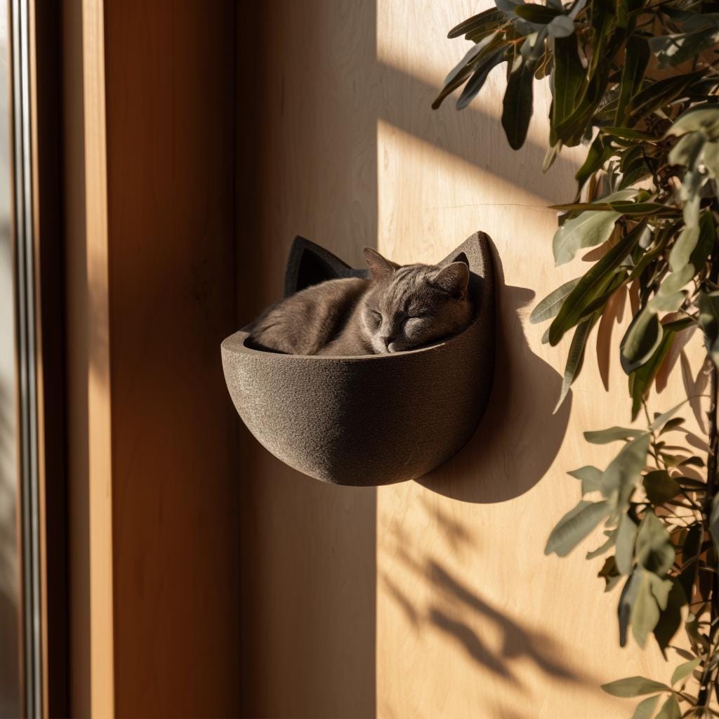 Alternate product view of 3D Printed Cat Ear Wall Shelf Bed.