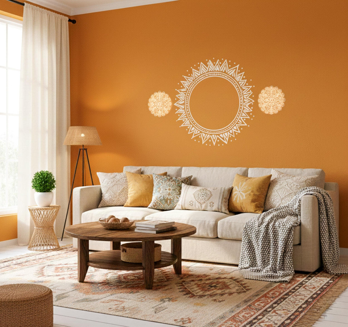 Additional product presentation of Golden Sun Wall Decal.