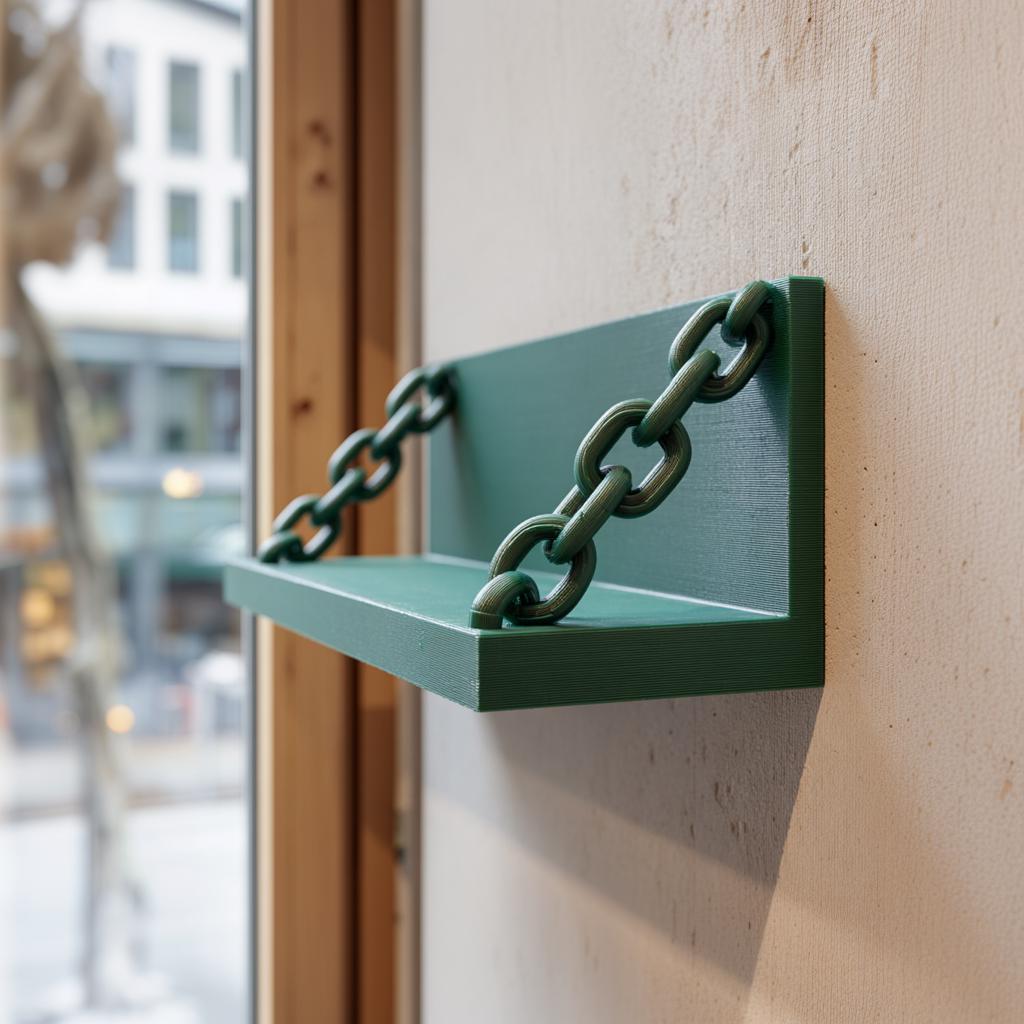 Product gallery view of 3D Printed Industrial Chain Wall Shelf.
