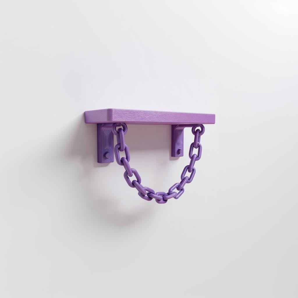 Alternate product view of 3D Printed Pastel Chain Wall Shelf.