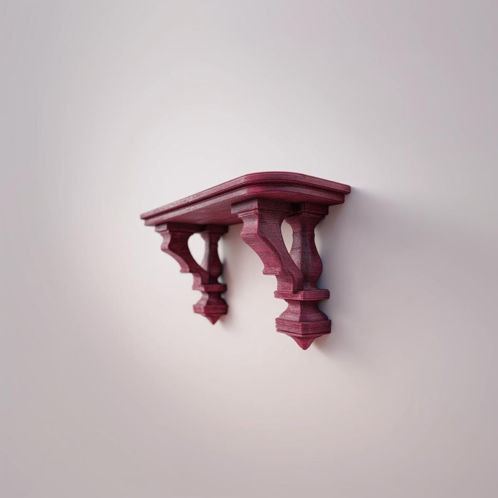 Alternate product view of 3D Printed Gothic Bracket Wall Shelf.