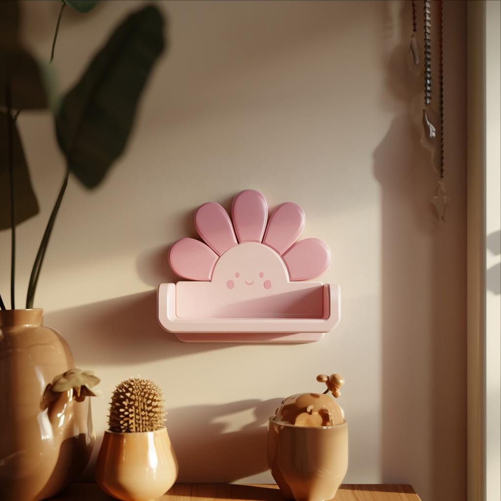 Alternate product view of 3D Printed Kawaii Flower Wall Shelf.