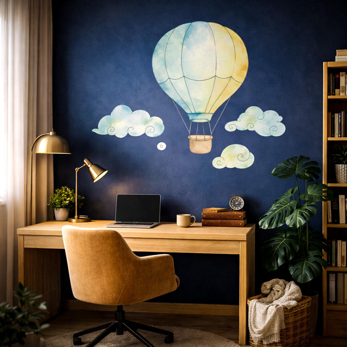 Product detail view of Blue Air Balloon Wall Decal.