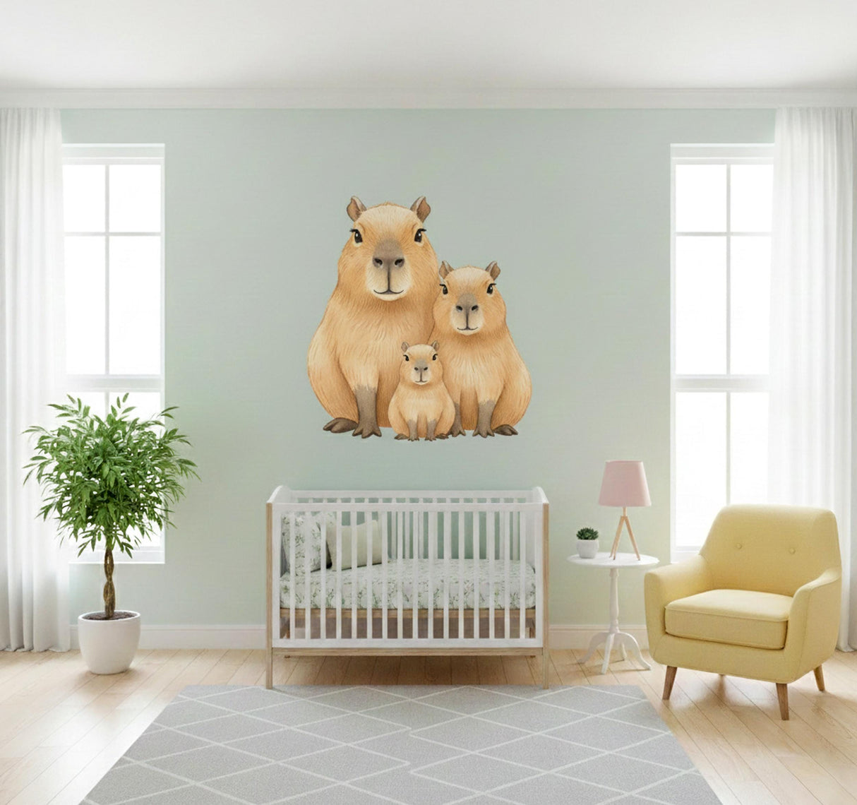 Product presentation view of Capybara Family Wall Decal.