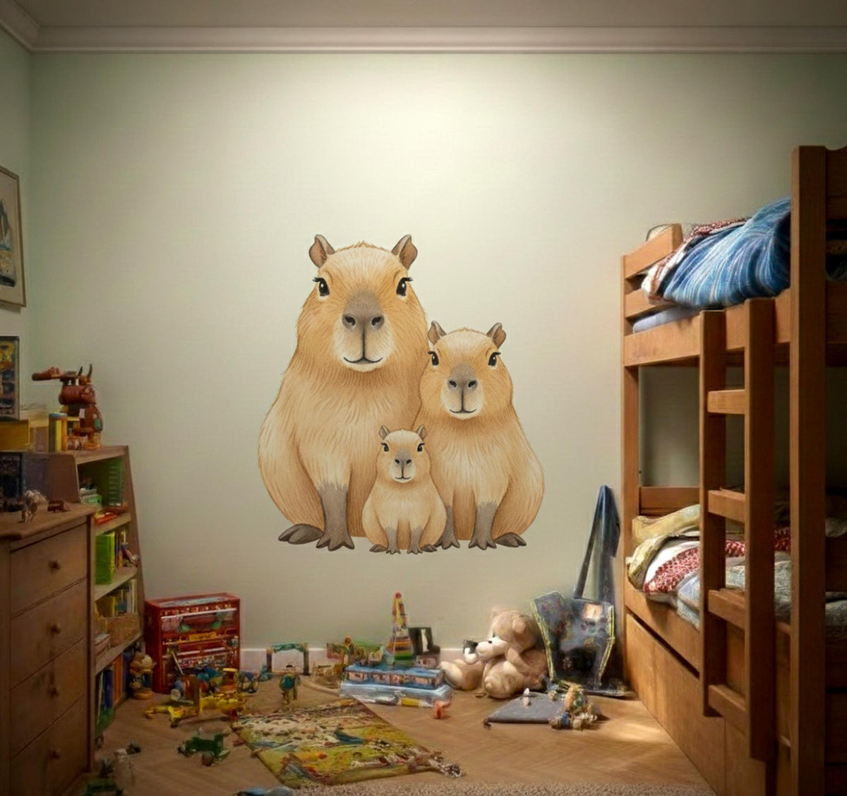 Alternate product display of Capybara Family Wall Decal.