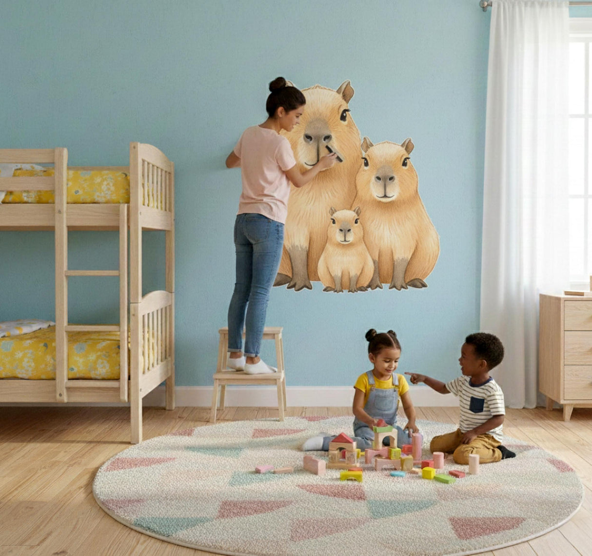 Alternate product view of Capybara Family Wall Decal.