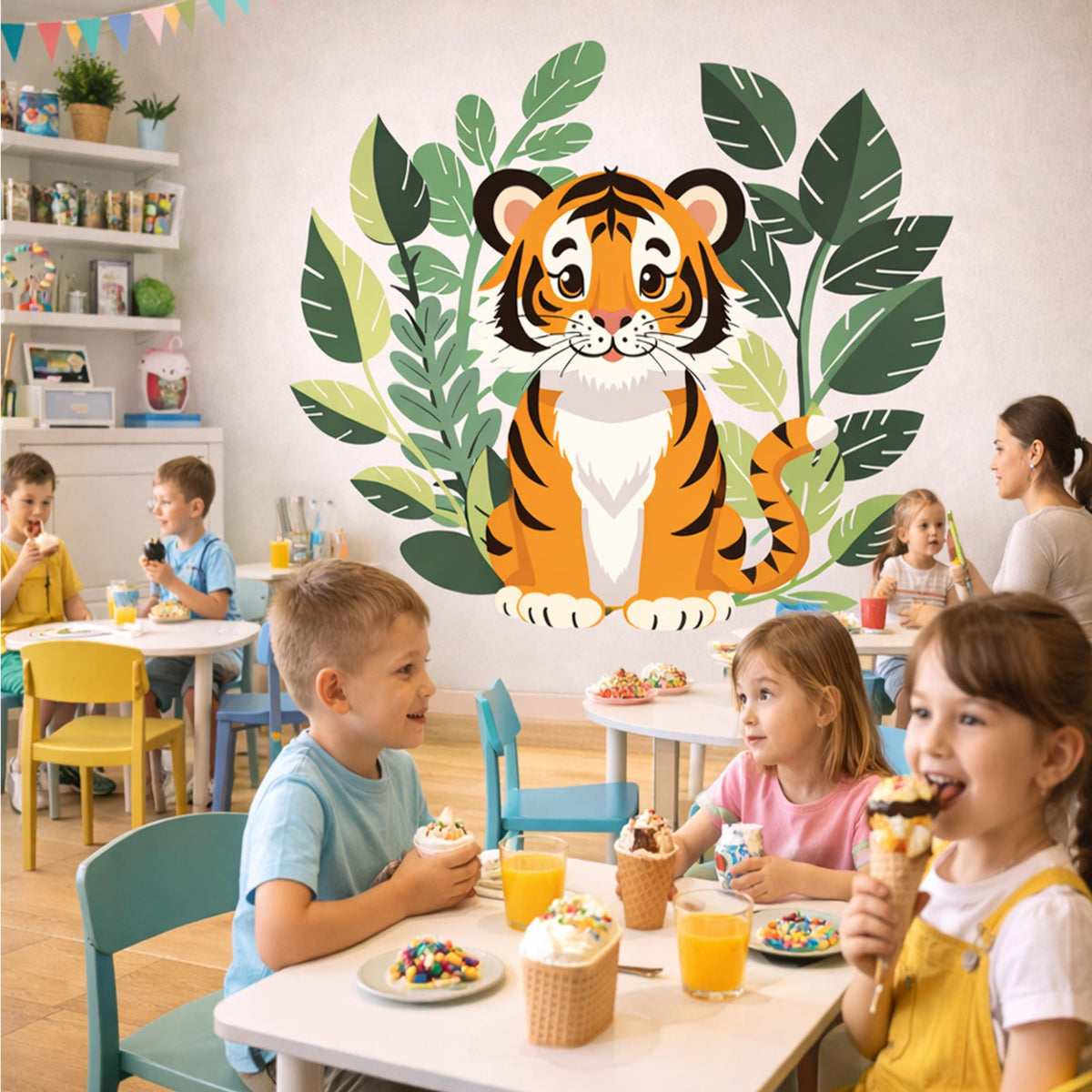 Product detail view of Baby Tiger Wall Decal.