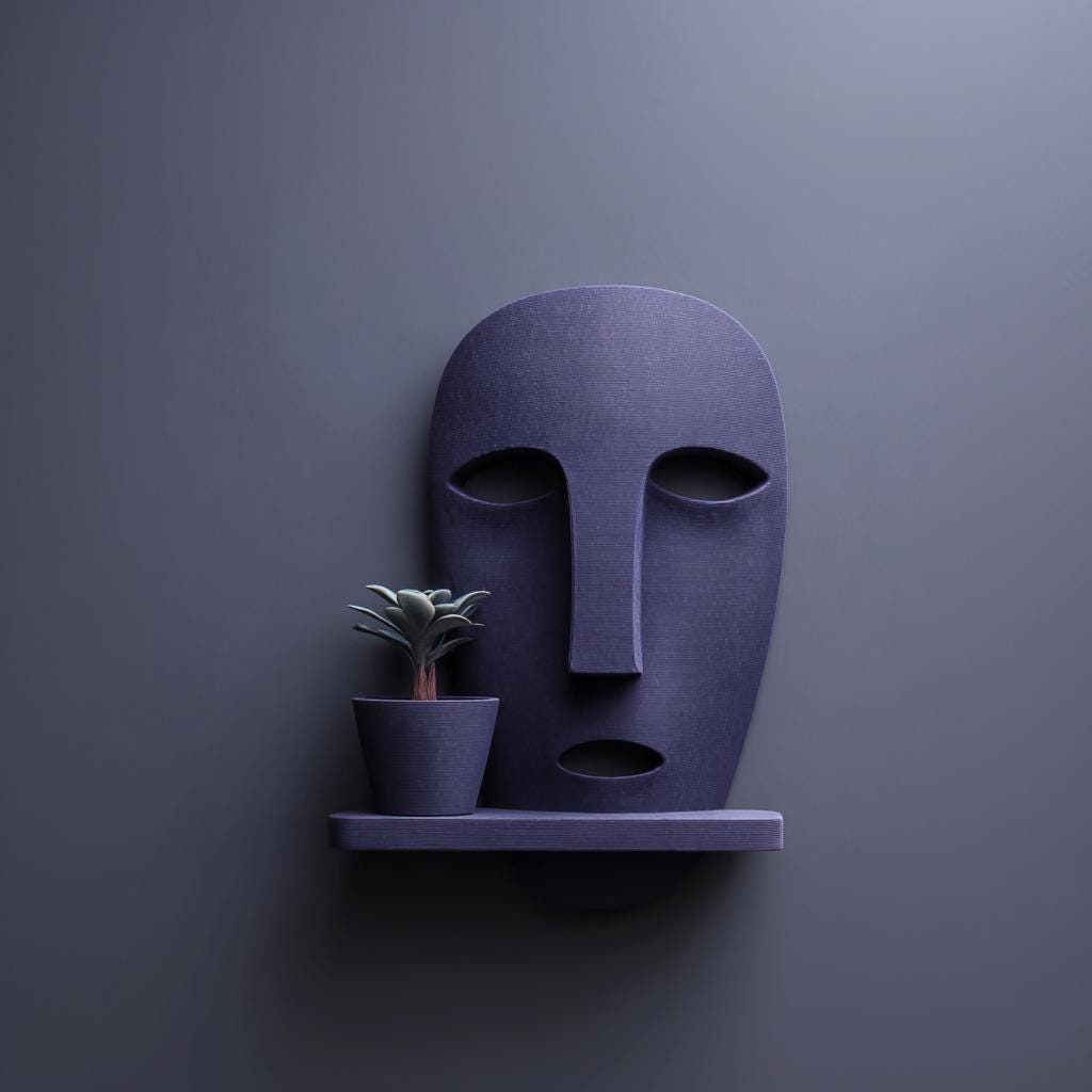 Alternate product view of 3D Printed Face Planter Wall Shelf.