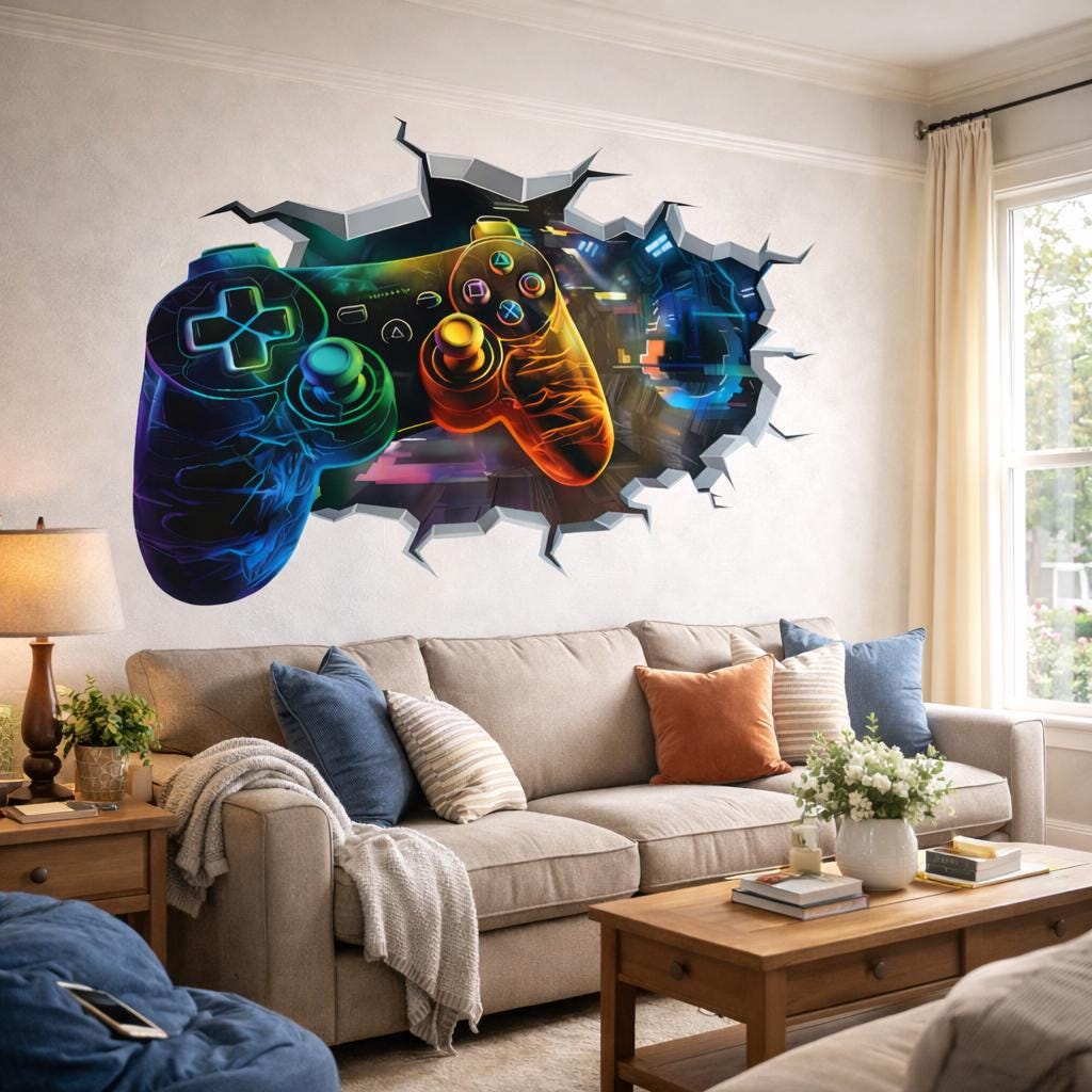 3D Gamer Wall Decal displayed in a room setting.
