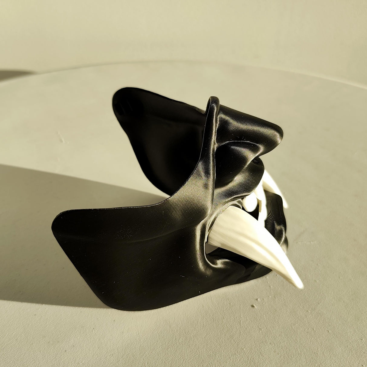 Product detail view of 3D Printed Two-Color Oni Half Face Mask.