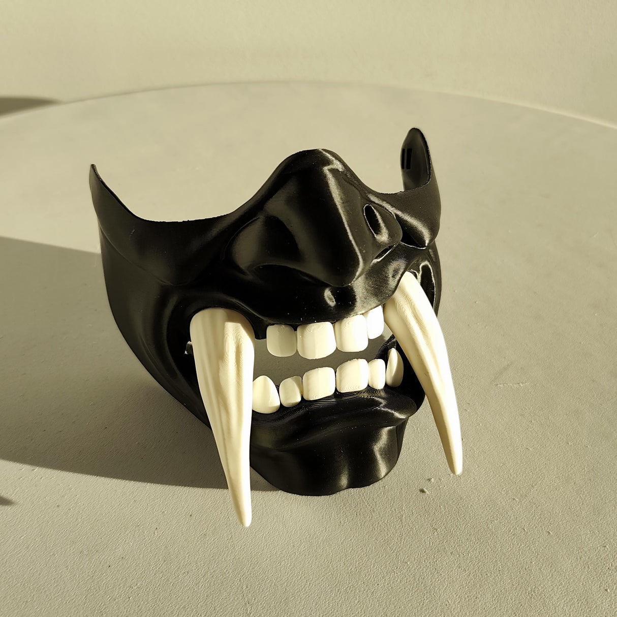 Additional product view of 3D Printed Two-Color Oni Half Face Mask.