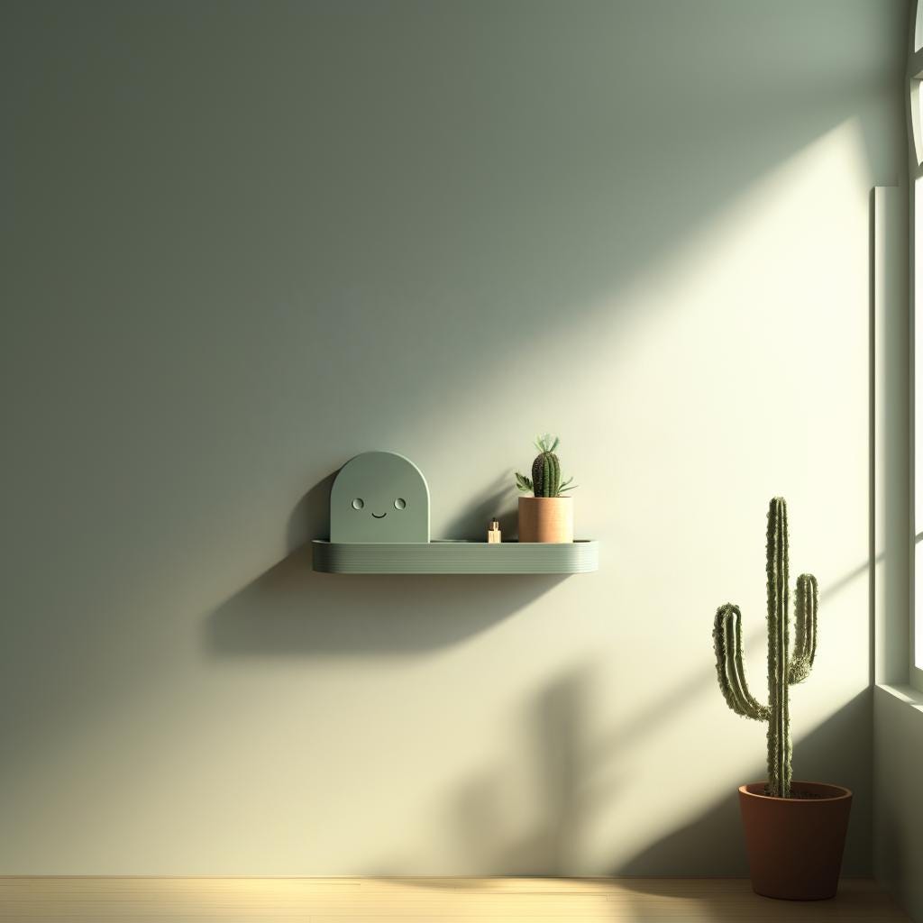 Alternate product view of 3D Printed Smiling Character Wall Shelf.