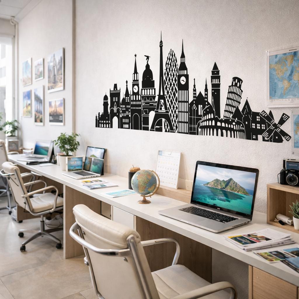 Additional product view of Europe Skyline Decal.