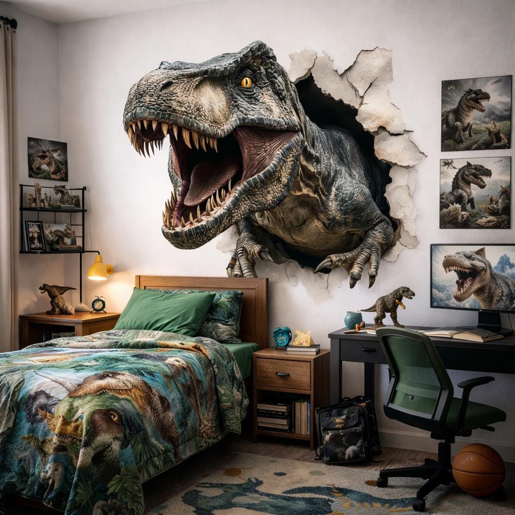 Product gallery view 2 of 3D T-Rex Wall Decal.