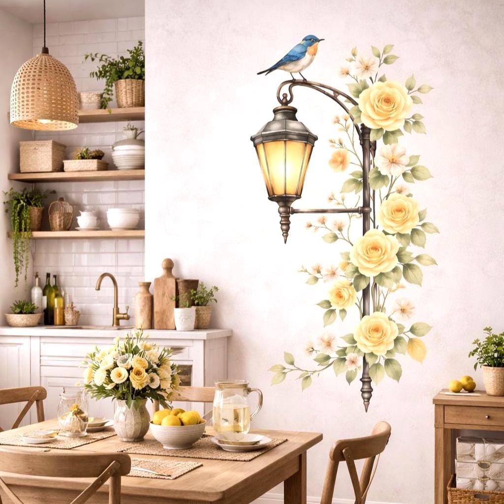 Additional product view of Floral Street Lamp Decal.