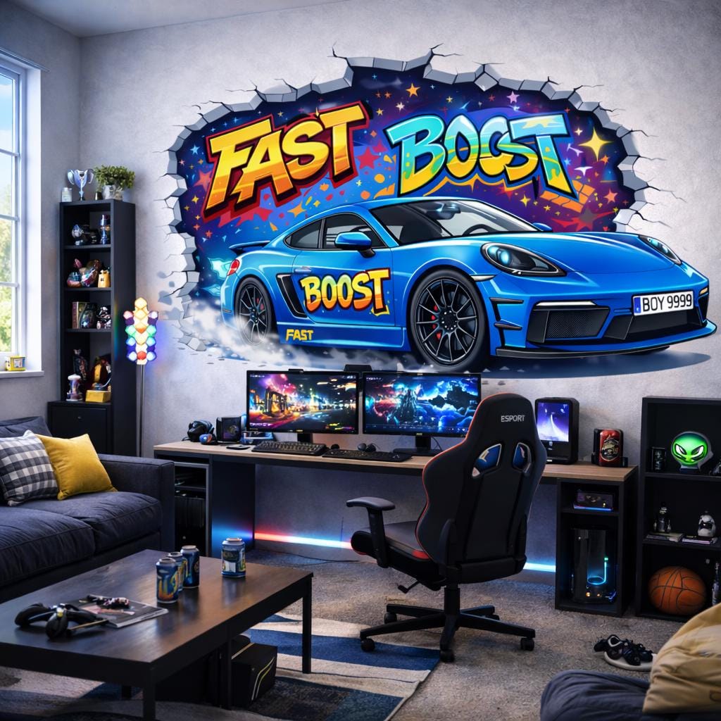 Additional product detail of 3D Blue Race Car Wall Decal.