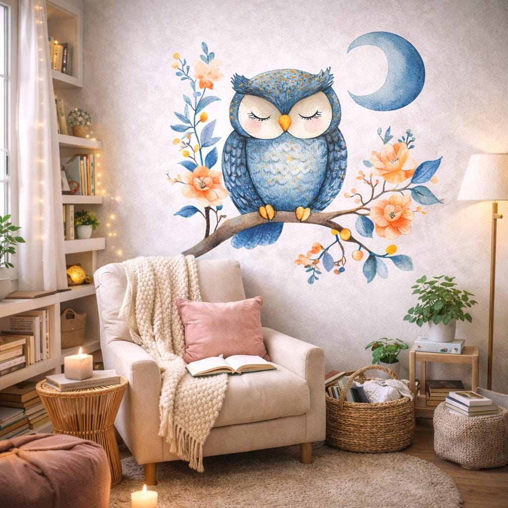Alternate product presentation of Sleeping Owl Wall Decal.