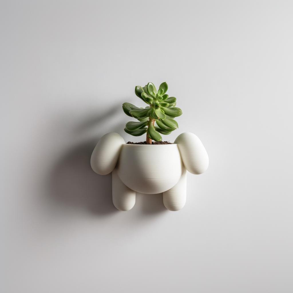 Product gallery view of 3D Printed Puppy Wall Planter.