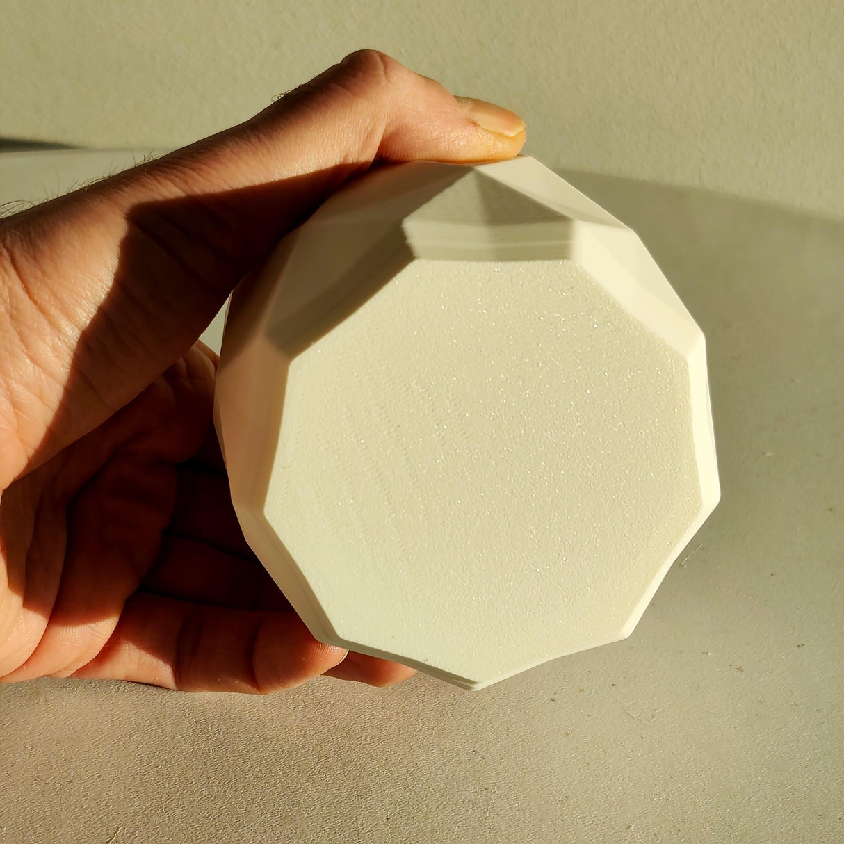 Product presentation view of 3D Printed Faceted Brush and Pen Holder.