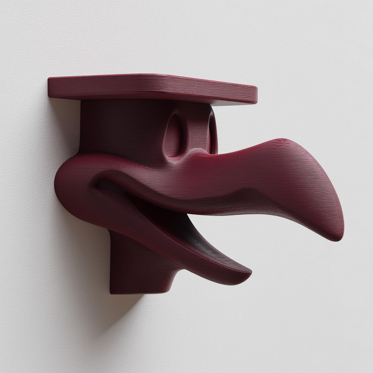 3D printed beaked creature wall shelf with elongated fantasy face and integrated ledge
