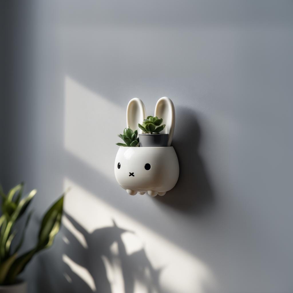 Alternate product view of 3D Printed Bunny Planter Wall Shelf.