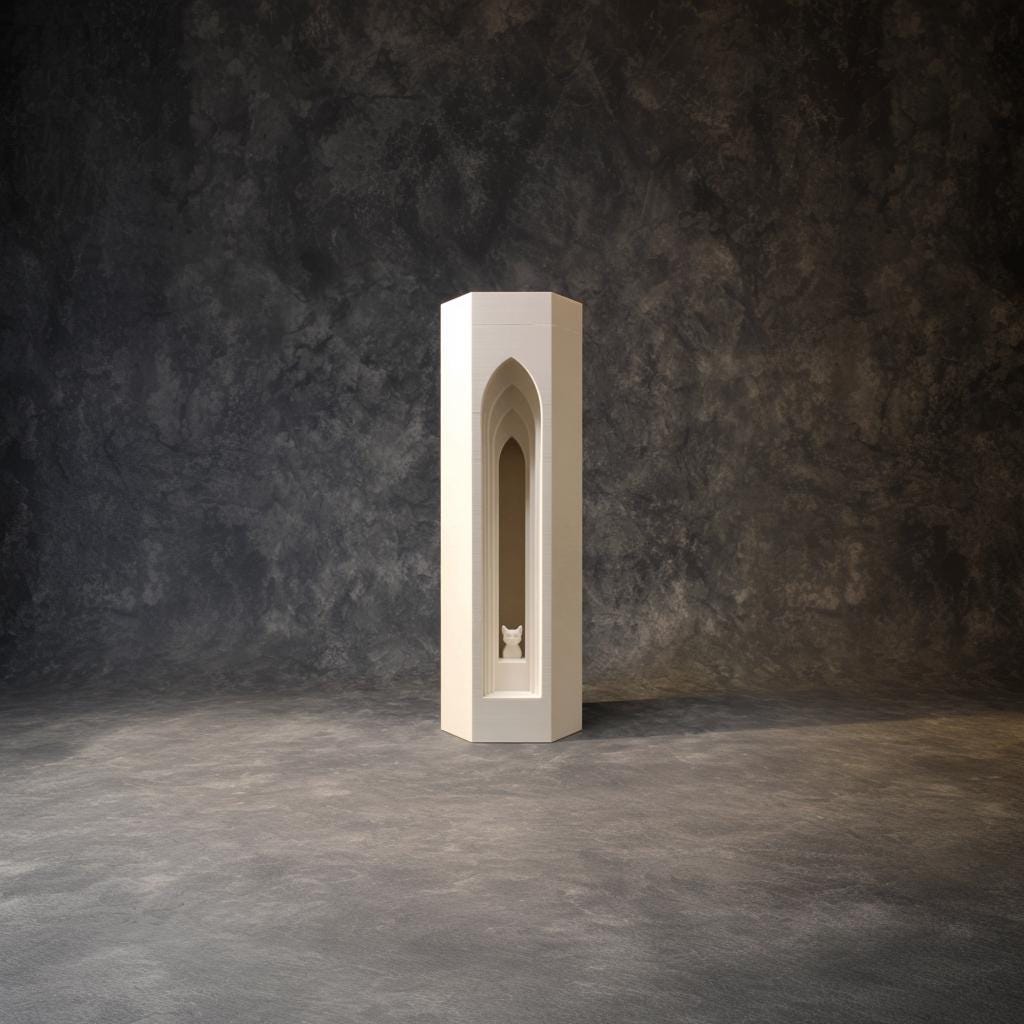 Alternate product view of 3D Printed Gothic Cat Tower Memorial Urn.