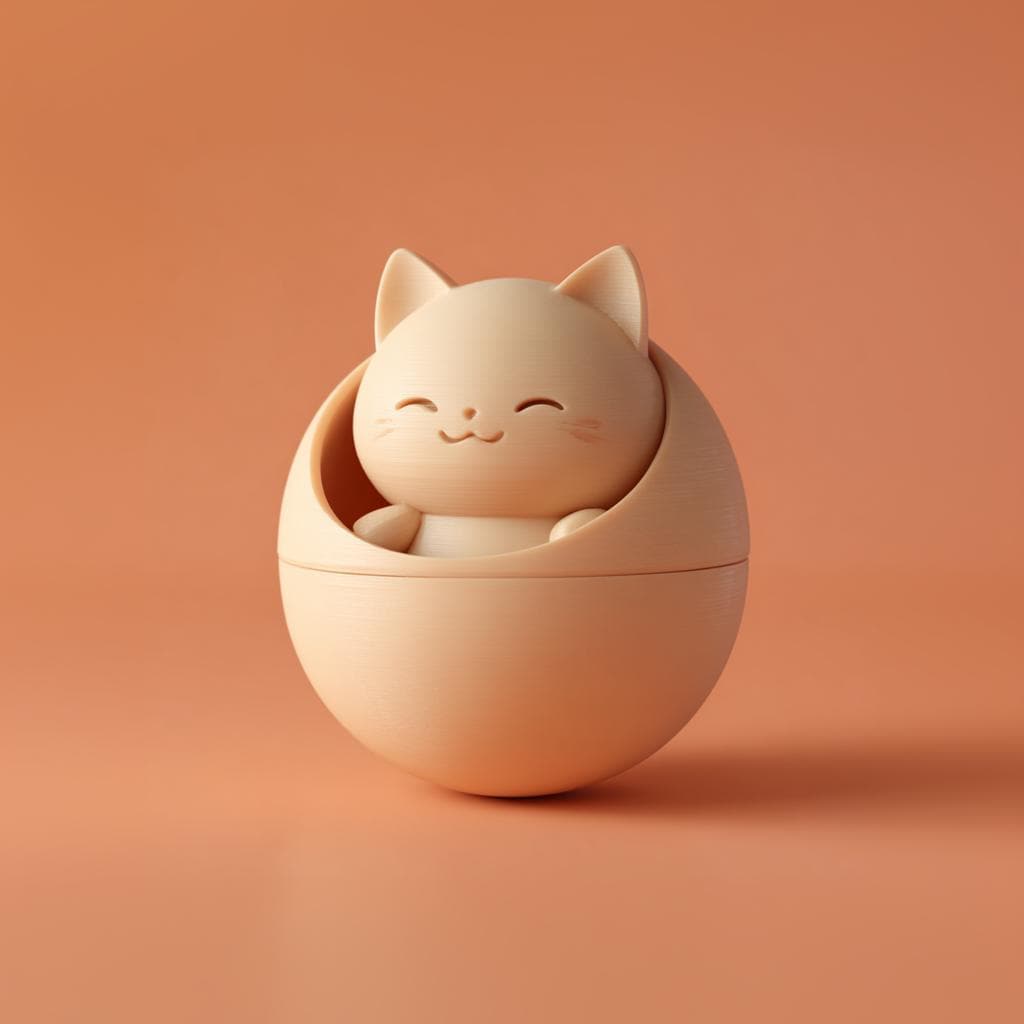 Product gallery view of 3D Printed Kawaii Cat Orb Memorial Urn.