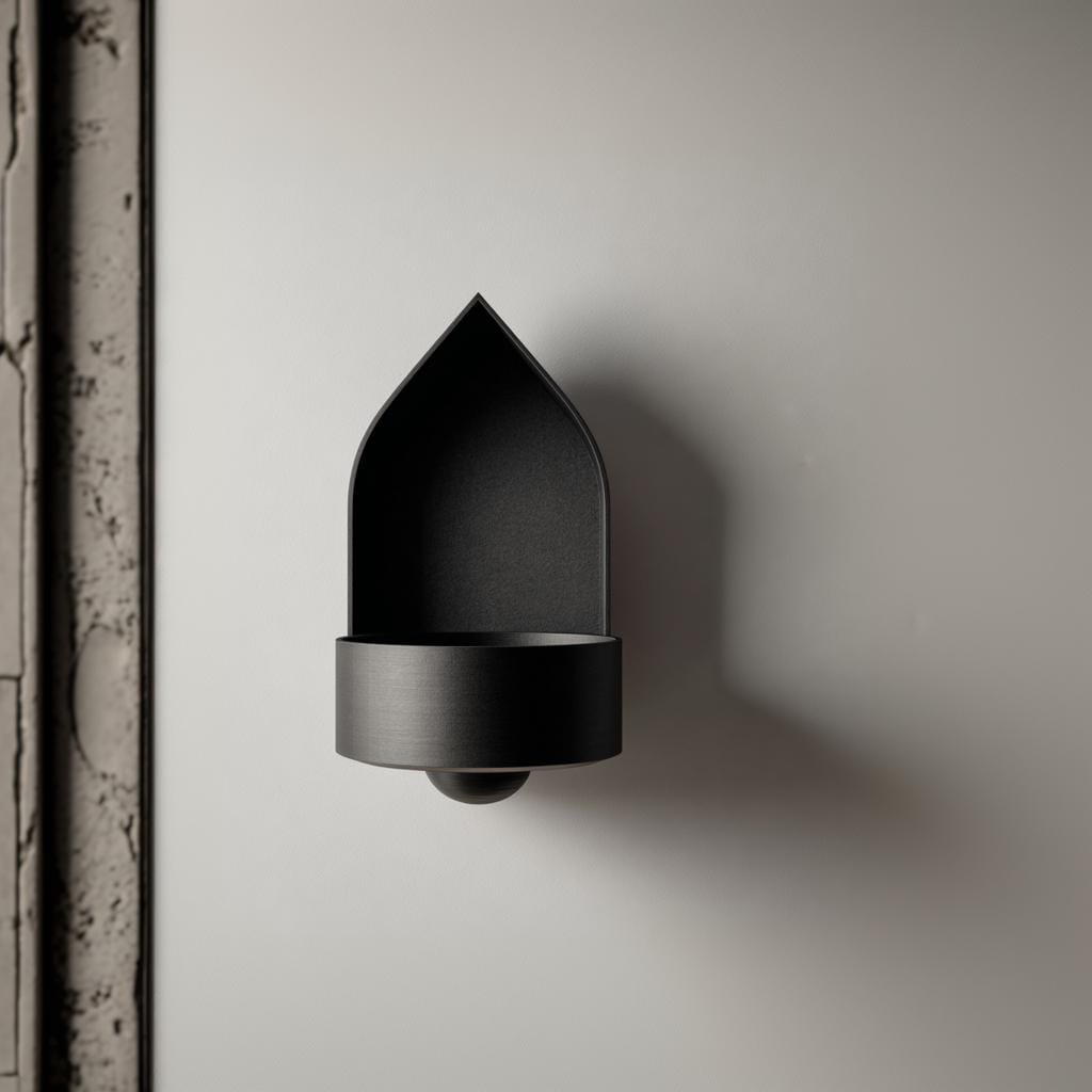 Product gallery view of 3D Printed Pointed Arch Wall Shelf with Bowl.