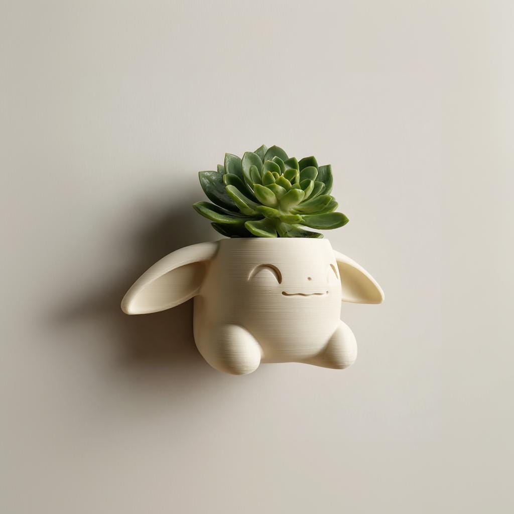 Product gallery view of 3D Printed Fantasy Bunny Wall Planter.