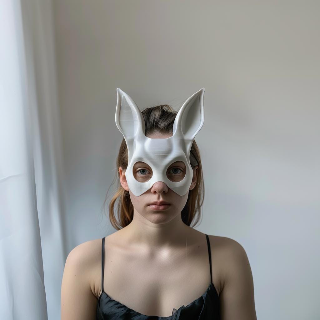 Additional product view of 3D Printed Bunny Costume Mask.