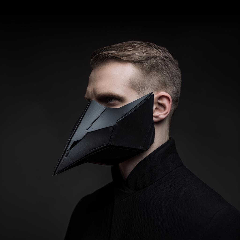 Alternate gallery view of 3D Printed Techno Raven Mask.