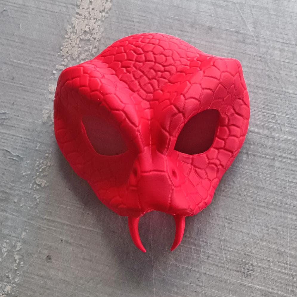 Additional product view of 3D Printed Snake Demon Mask.