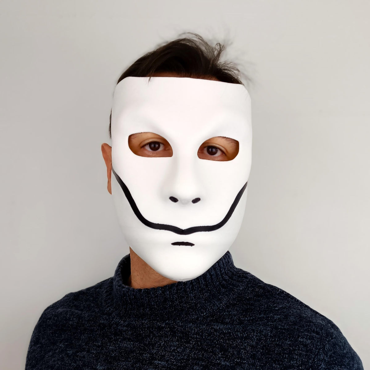 Product gallery view of 3D Printed Smiling Phantom Cosplay Mask.