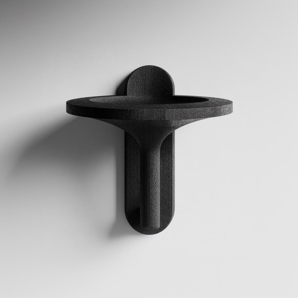 Product gallery view of 3D Printed Pedestal Bowl Wall Shelf.