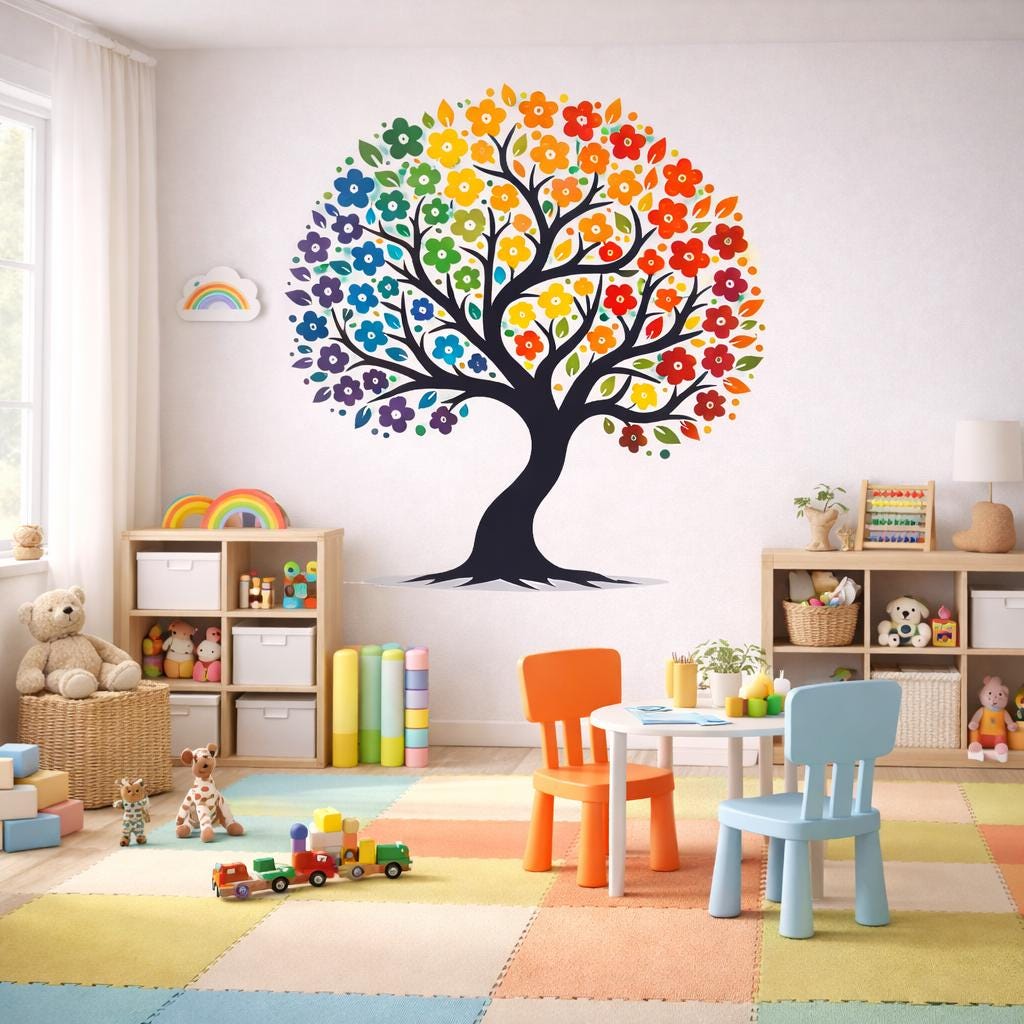 Product detail view of Rainbow Tree of Life Wall Vinyl Decal.