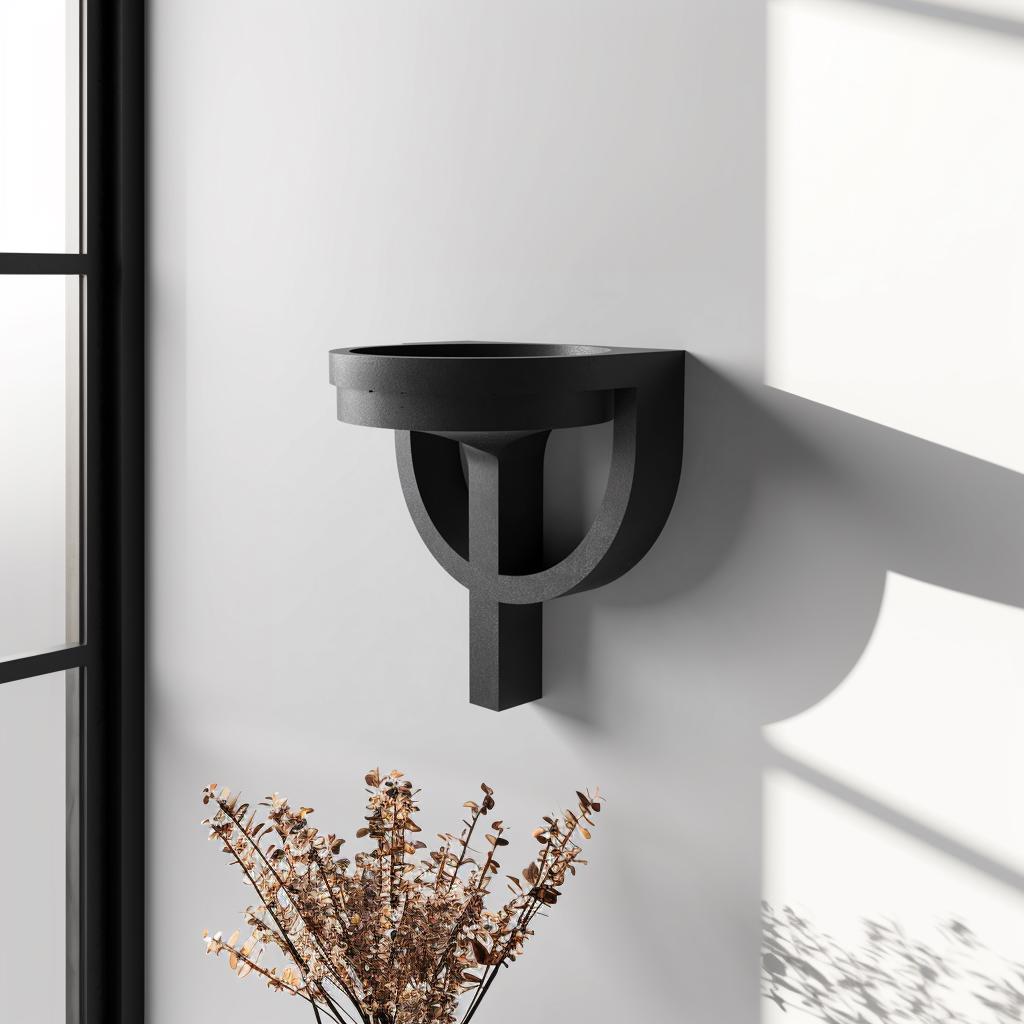 Alternate product view of 3D Printed Hoop Bracket Bowl Wall Shelf.