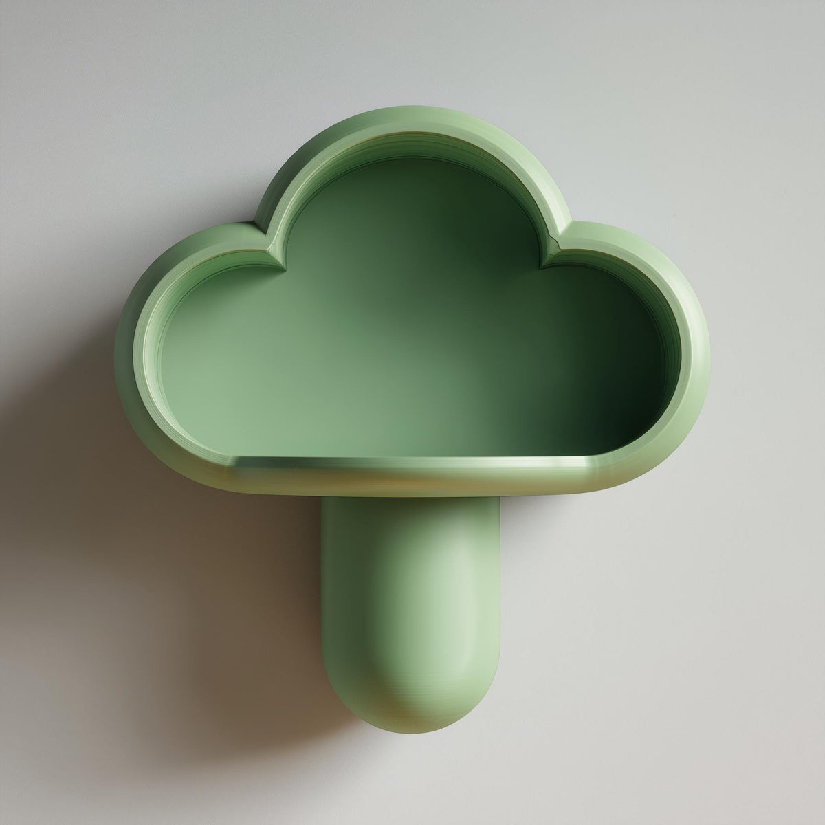 3D printed cloud wall shelf with rounded recessed display ledge