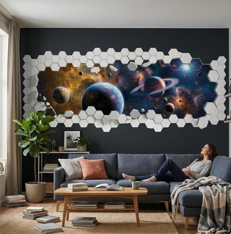 Product view of 3D Space Wall Vinyl Decal.