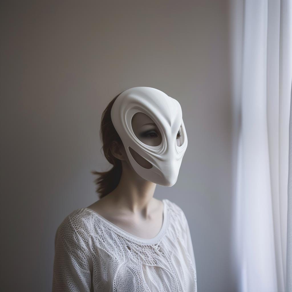 Alternate product view of 3D Printed Minimal Alien Costume Mask.