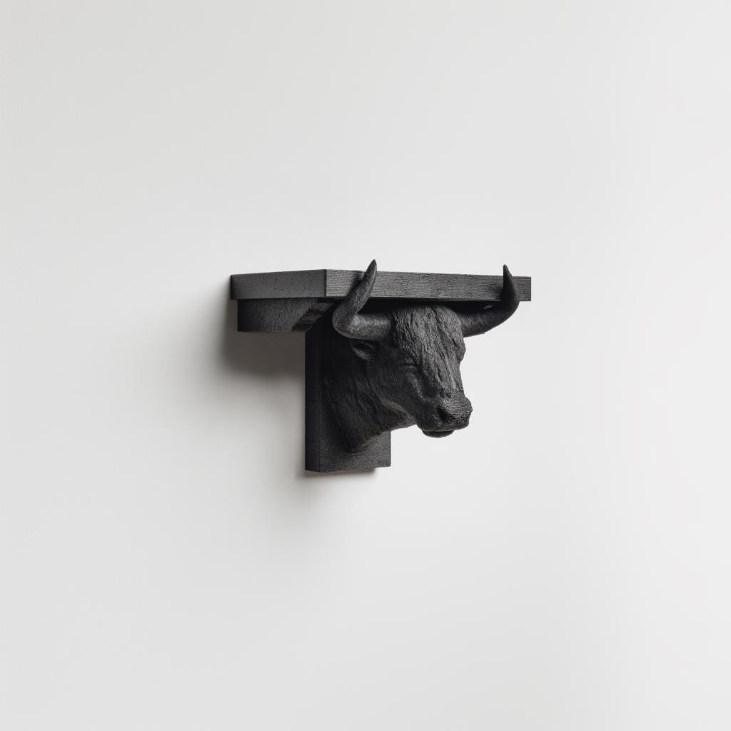 Additional product view of 3D Printed Taurus Bull Head Wall Shelf.