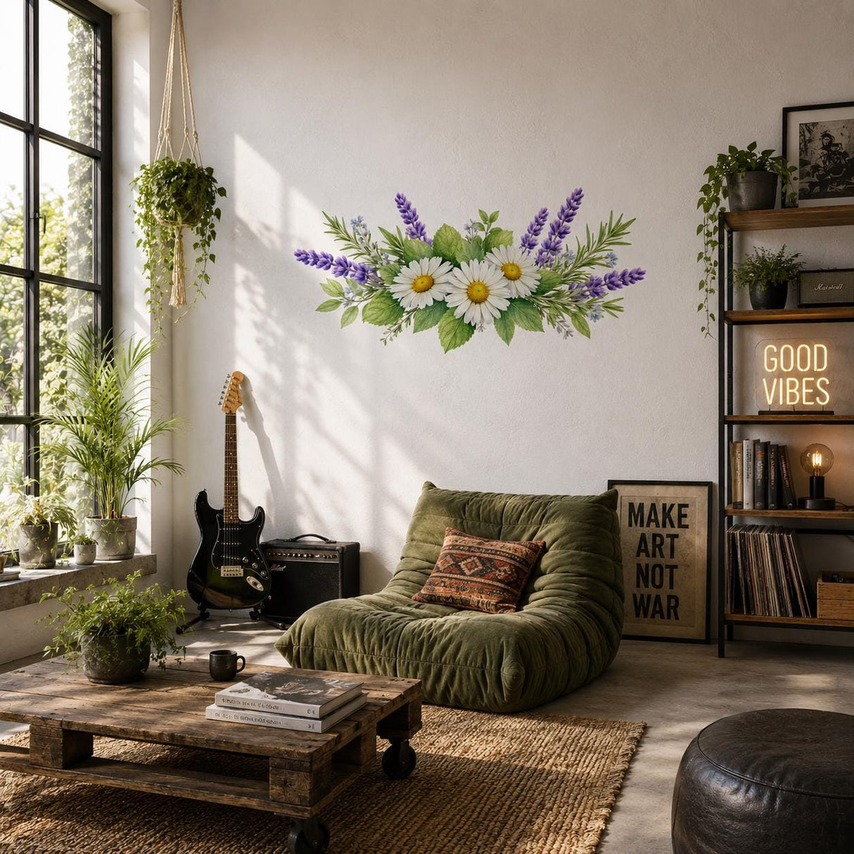 Alternate gallery view of Daisy Lavender Wall Vinyl Decal.