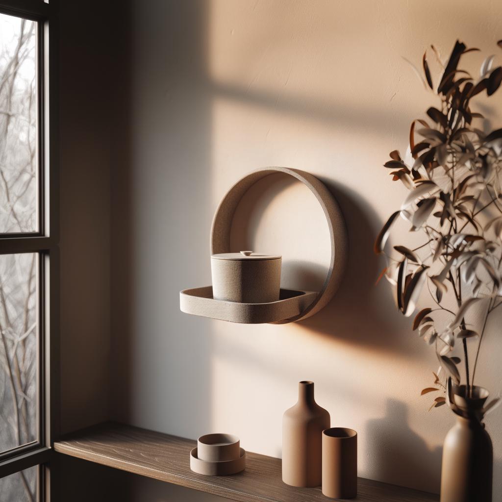 Alternate product view of 3D Printed Circular Memorial Wall Shelf with Urn.