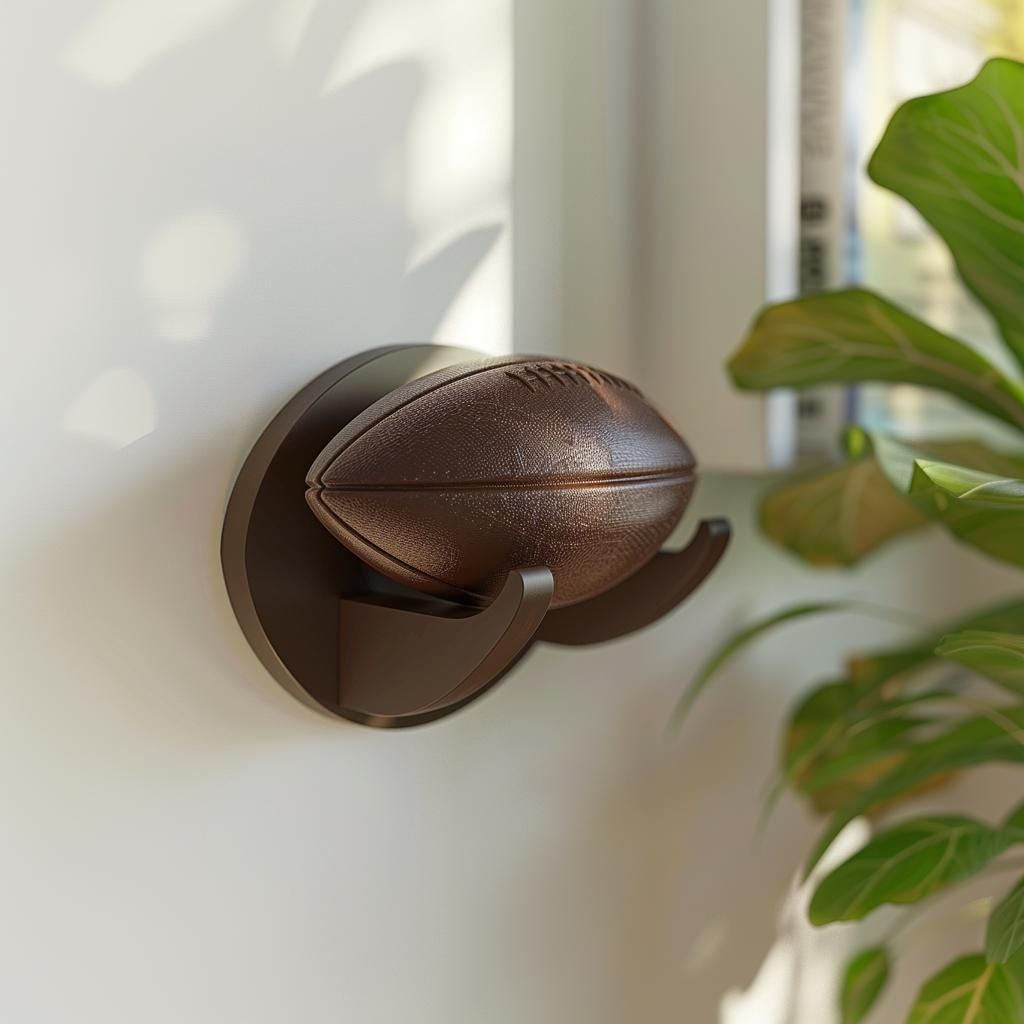 Product gallery view of 3D Printed Football with Wall Mount.