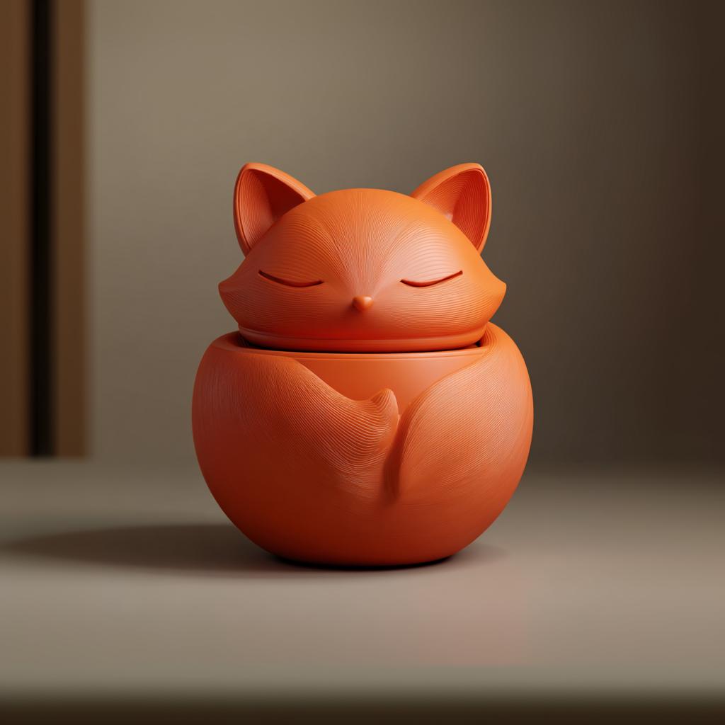Product gallery view of 3D Printed Sleeping Fox Memorial Urn.