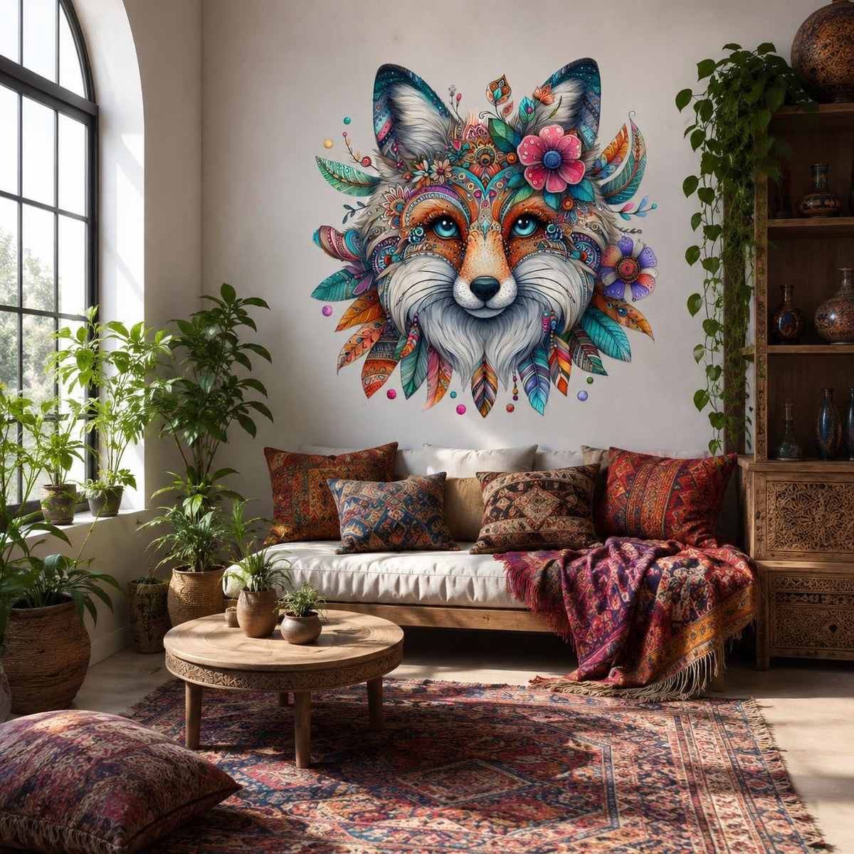 Product detail view of Boho Fox Wall Vinyl Decal.