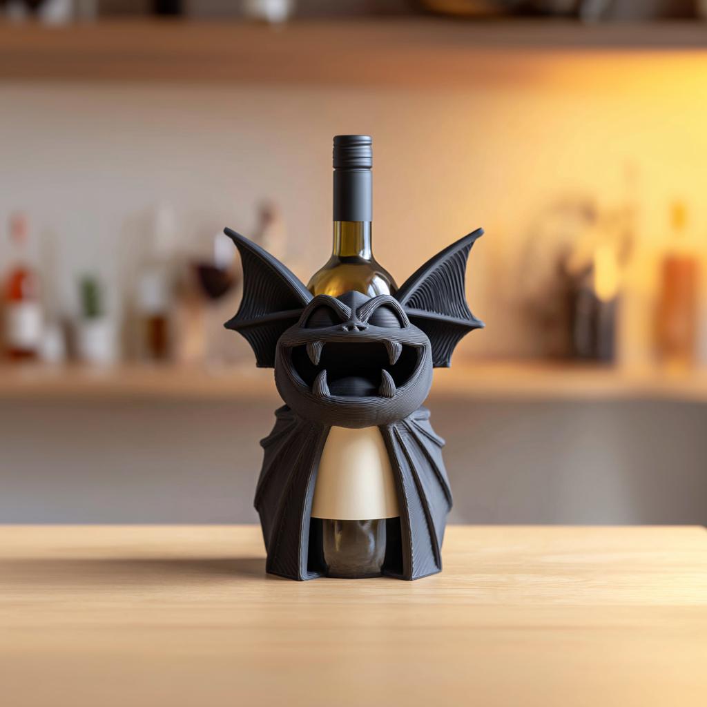 Product gallery view of 3D Printed Bat Monster Wine Bottle Holder.
