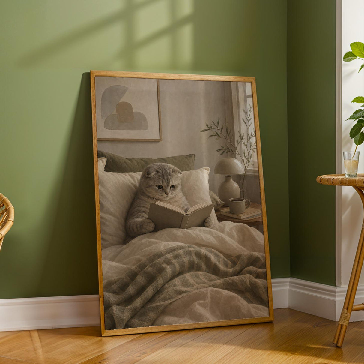 Additional product detail of Scottish Fold Cat Reading in Bed Poster.