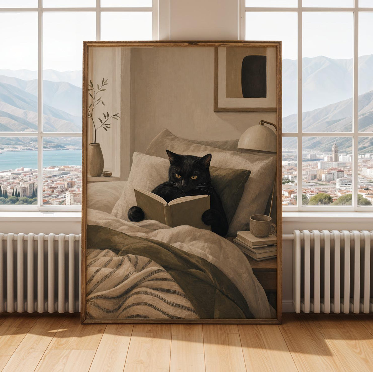 Alternate gallery view of Bombay Cat Reading in Bed Poster.